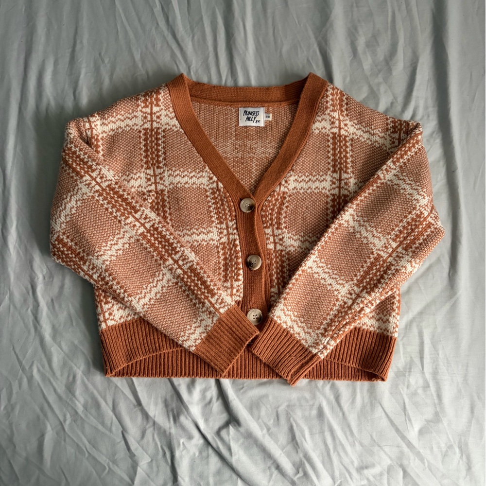 Plaid Button-Up Sweater Cardigan